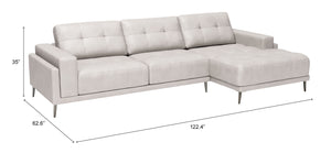 Bliss RAF Chaise Sectional Beige 110370 Zuo Modern