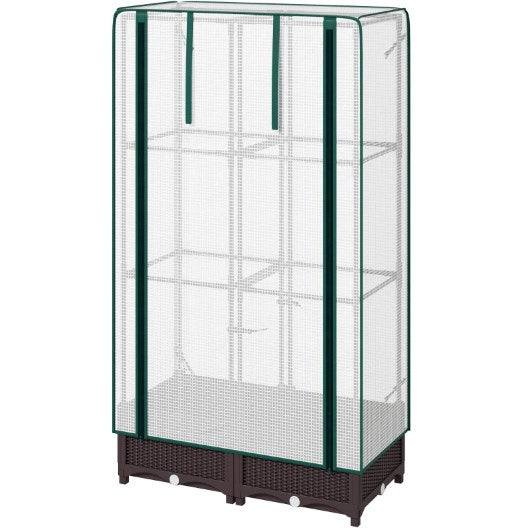 English Elm Outdoor Raised Garden Bed with Steel Trellis Pe Cover Drainage and Zipper Vent Door T3971P425377