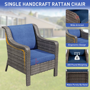 English Elm Jb Outdoor 9 Piece Pe Wicker Patio Set with Swivel Rockers Sofa and Tempered Glass Tables T5925S00005