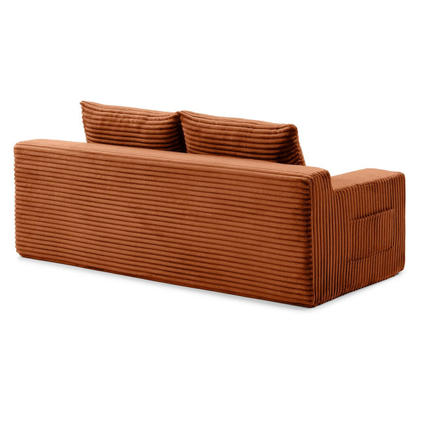 English Elm Memory Foam Cloud Loveseat with Pull-Out Bed, Convertible Floor Sofa Bed for Small Spaces and Guests Orange W2677P395124