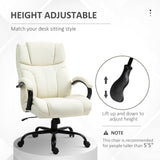 English Elm Vinsetto 500Lbs Big and Tall Office Chair With Wide Seat, Executive Computer Chair With Adjustable Height, Swivel Wheels and Linen Finish, Cream White