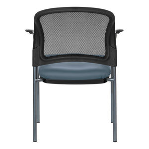 OSP Home Furnishings Progrid Mesh Back Stackable Chair with Titanium Frame for Conference Rooms Blue 86710R-R105