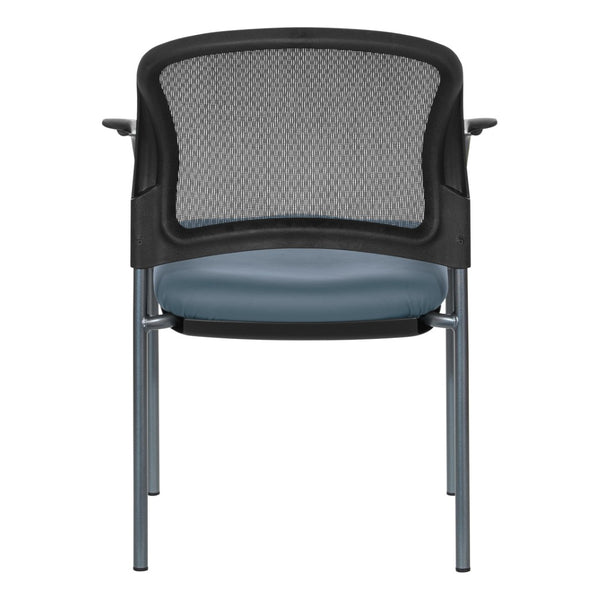 OSP Home Furnishings Progrid Mesh Back Stackable Chair with Titanium Frame for Conference Rooms Blue 86710R-R105