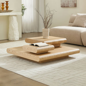 English Elm 3-piece Modular Mdf Coffee Table Sculptural Stacking Design for Modern Living Rooms W2582P451418