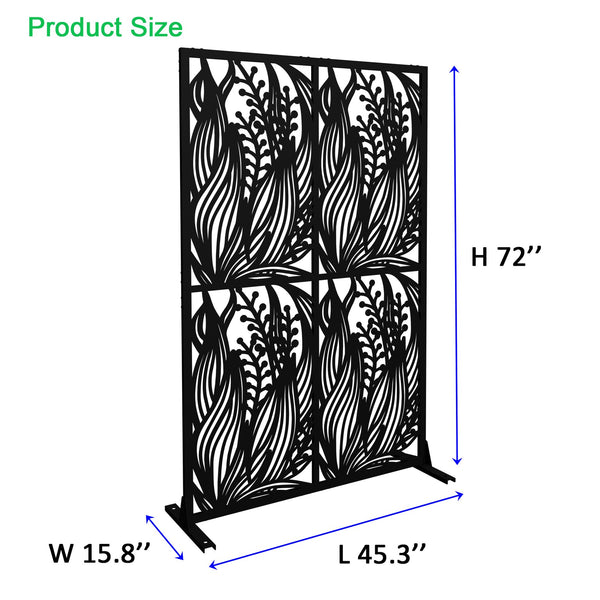 English Elm Metal Bird Cutout Privacy Screen Freestanding Powder Coated Steel Patio Room Divider Black W1586P282276