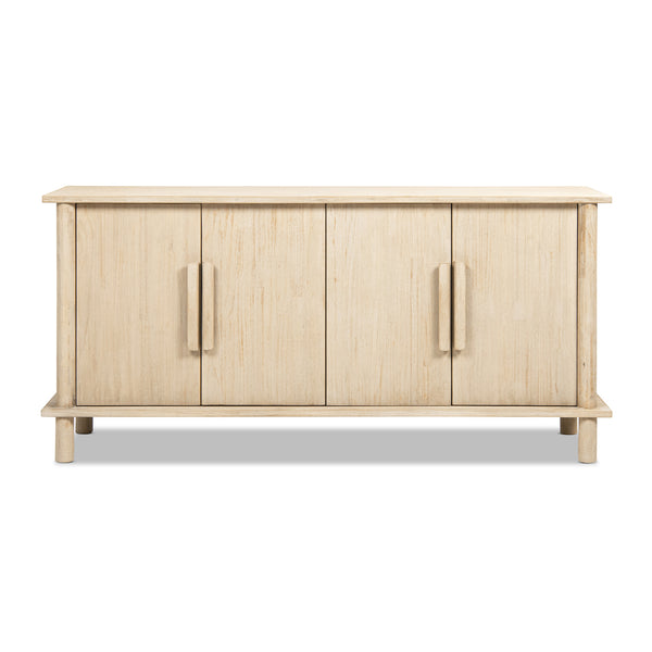 English Elm Milo Reclaimed Pine Four Door Sideboard with Cerused Grain for Dining Room B2719P485494