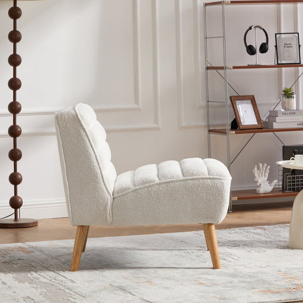 English Elm 24.4" Wide Modern Armless Chenille Accent Chair With Rubber Wood Legs - Stylish Comfort For Any Space W3098P308775