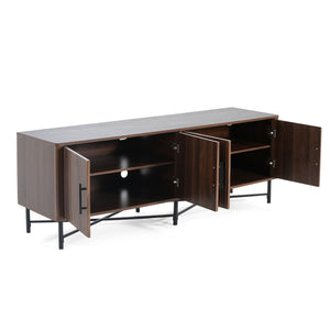 English Elm Christopher Knight Home® - Functional TV Cabinet with 4 Doors and Adjustable Shelves, Cable Management, Sturdy 66" Media Console Chestnut N779P296236C