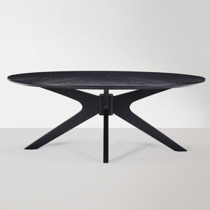 English Elm Office 47" Coffee Table Oval Black Wood Top with X-Frame Poplar Legs — Stable, Spacious, Easy Assembly T3623P409188