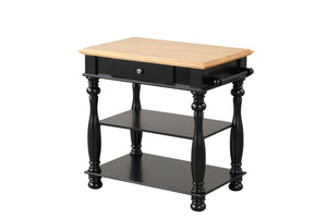 English Elm Black Kitchen Island Solid Wood & MDF with Cutting Board, Drawer, 2 Shelves, Towel Bar for Storage and Prep B2699P238913