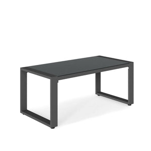 English Elm 44" Rectangular Outdoor Coffee Table Powder Coated Aluminum with Tempered Glass Patio B082P455139