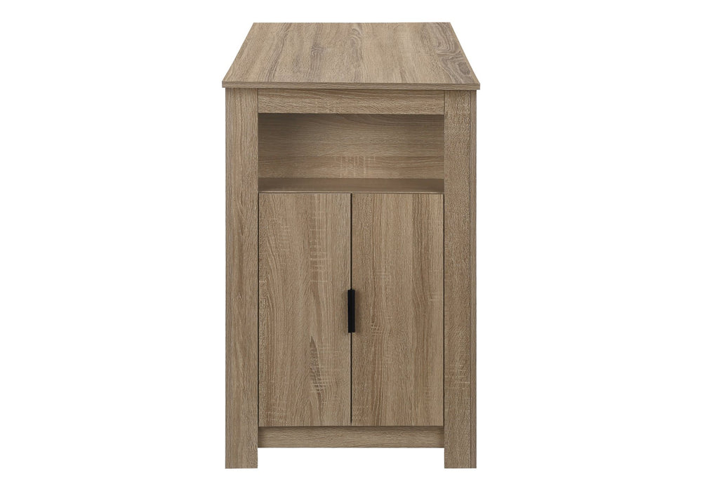 English Elm Dining 48" Counter Height Rectangular Table with Side Storage Cabinet and Open Shelf, Modern Design taupe 51 L x 27 W x 5 H B2710P286996