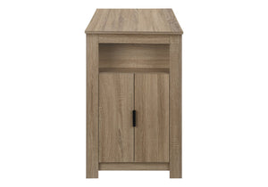 English Elm Dining 48" Counter Height Rectangular Table with Side Storage Cabinet and Open Shelf, Modern Design taupe 51 L x 27 W x 5 H B2710P286996