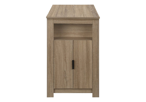 English Elm Dining 48" Counter Height Rectangular Table with Side Storage Cabinet and Open Shelf, Modern Design taupe 51 L x 27 W x 5 H B2710P286996
