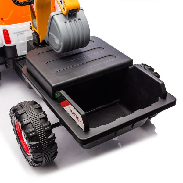 English Elm 24v Kids Electric Ride on Construction Tractor Swivel Seat Remote Control Toy W1578P294833
