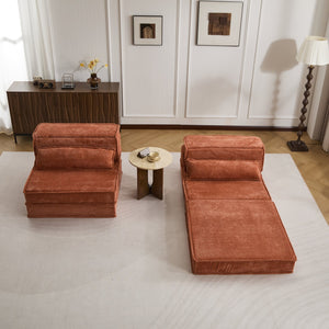 English Elm Compression Oversized Modular Sofa Bed - Versatile Floor Seating With Memory Foam & Pillows, Orange W3723S00046