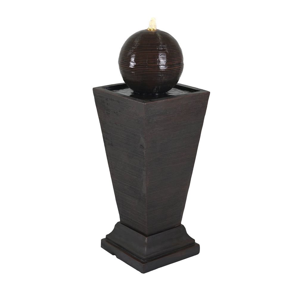 English Elm Christopher Knight Home® - 35.5"H Dark Brown Tall Column Fountain with LED Uplight, Concrete Retro Design, Weather-Resistant Serenity N765P324537G