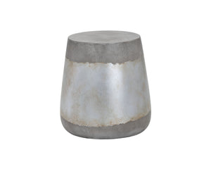 Sunpan Aries End Table - Stunning Metallic Accents with Industrial Grey Concrete for Indoor & Outdoor Use Silver