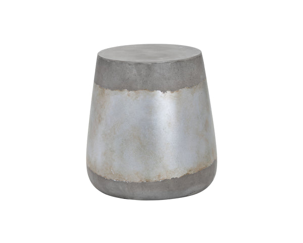 Sunpan Aries End Table - Stunning Metallic Accents with Industrial Grey Concrete for Indoor & Outdoor Use Silver
