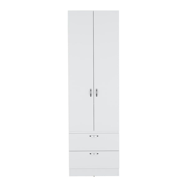 English Elm Vico 76" High Armoire Wardrobe Closet with Hanging Rod, 2 Drawers & Shelves White, Space-Saving Organizer B200P188838