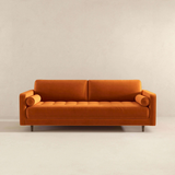 English Elm Ashcroft Furniture - Anthony Burnt Orange Pillow Back Velvet Sofa