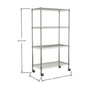 English Elm 4-tier Iron Wire Shelving Unit with Casters Adjustable Rack for Pantry and Garage W3895P460408