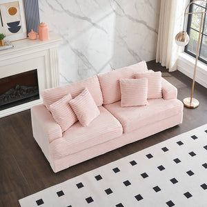 English Elm 79.3 Inch Corduroy Three Seat Sofa with Toss Pillows Modern Living Room Couch W1658P200031