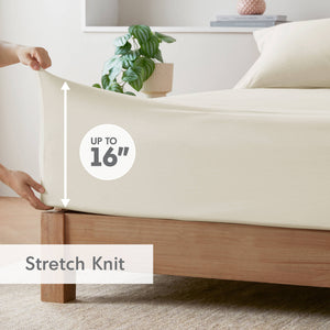 English Elm Cotton Blend Jersey Knit Sheet Set - Cozy Twin All-Season Bedding For Year-Round Comfort & Care B035P294165