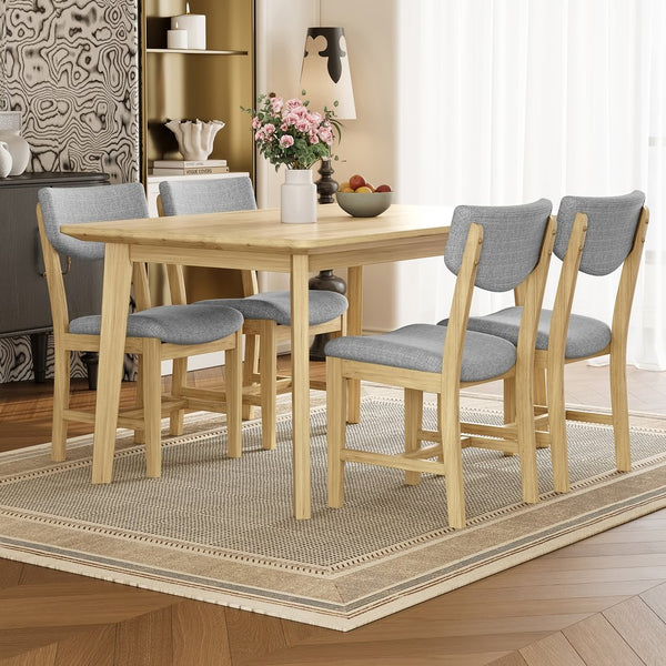 English Elm Rustic Minimalist Rubberwood Dining Table with Tapered Legs for Small Apartment Spaces Natural N752P368503A