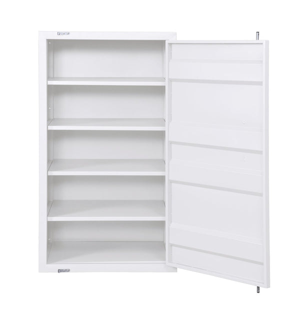 English Elm Cargo Industrial White Finish Chest with 5 Compartments, 4 Adjustable Shelves & Full-Length Lock, Metal Storage Robustly Built B2726P256349