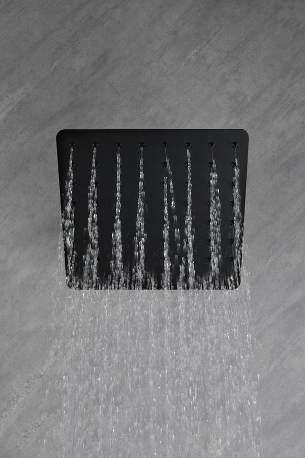 English Elm High Pressure Square Rain Shower Head Stainless Steel Spa Grade Full Body Coverage Matte Black W127264834