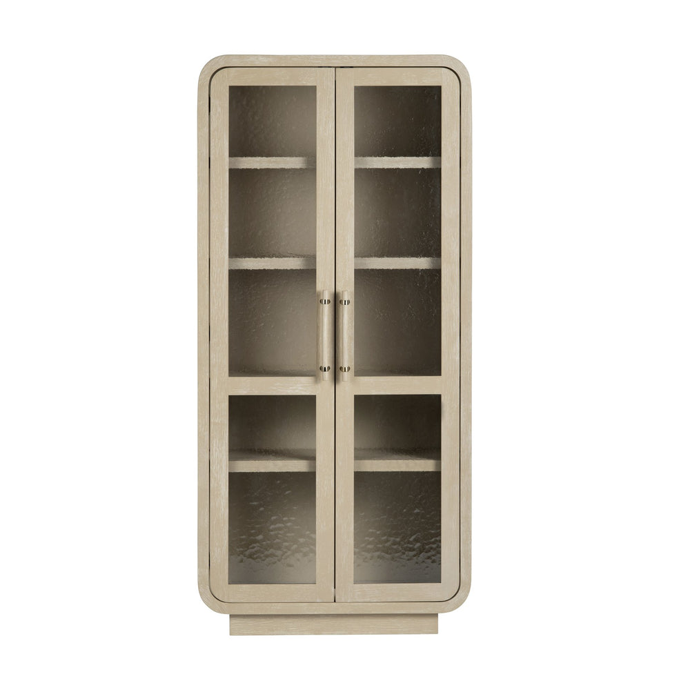 Crestview Collection Transitional Elegant Cabinet With Glass Doors - Natural Tan Finish & Textured Shelves For Storage Tan Solid Wood Cvfdr1212