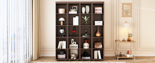 English Elm Queen Murphy Wall Bed with Hydraulic Lift and Push Pull Cabinet Storage Unit Espresso LP000381AAP