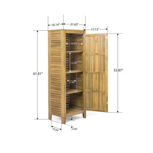 English Elm Christopher Knight Home® - Whitney Acacia Wood Cabinet Teak Finish — Durable Indoor/Outdoor Storage 62" Tall, Easy Assembly, Spacious N775P177407T
