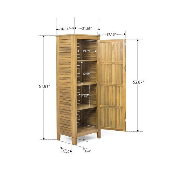 English Elm Christopher Knight Home® - Whitney Acacia Wood Cabinet Teak Finish — Durable Indoor/Outdoor Storage 62" Tall, Easy Assembly, Spacious N775P177407T