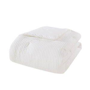 JLA Home Comfort Spaces - Waffle Plush Comforter Set with Breathable Waffle-Weave Texture for Year-Round Warmth and Easy Care 90 L x 66 W x 1.5H AM10-0022