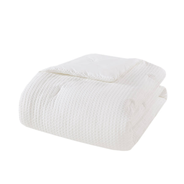 JLA Home Comfort Spaces - Waffle Plush Comforter Set with Breathable Waffle-Weave Texture for Year-Round Warmth and Easy Care 90 L x 66 W x 1.5H AM10-0022
