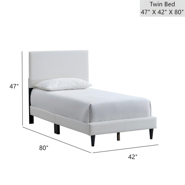 English Elm Baron Full Bed Frame with Faux Leather Upholstery, Slat Support, Adjustable Headboard Height, Fits 7–13" White 26.37 L x 45.47 W x 7.48 H B078P380181