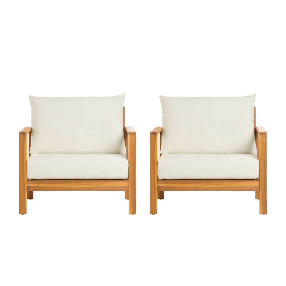 English Elm Outdoor Acacia Wood Club Chair Uv Resistant Textilene Weave Lounge Seat for Patio Deck Brown,Teak+ Beige N768P368823T_2
