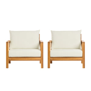 English Elm Outdoor Acacia Wood Club Chair Uv Resistant Textilene Weave Lounge Seat for Patio Deck Brown,Teak+ Beige N768P368823T_2