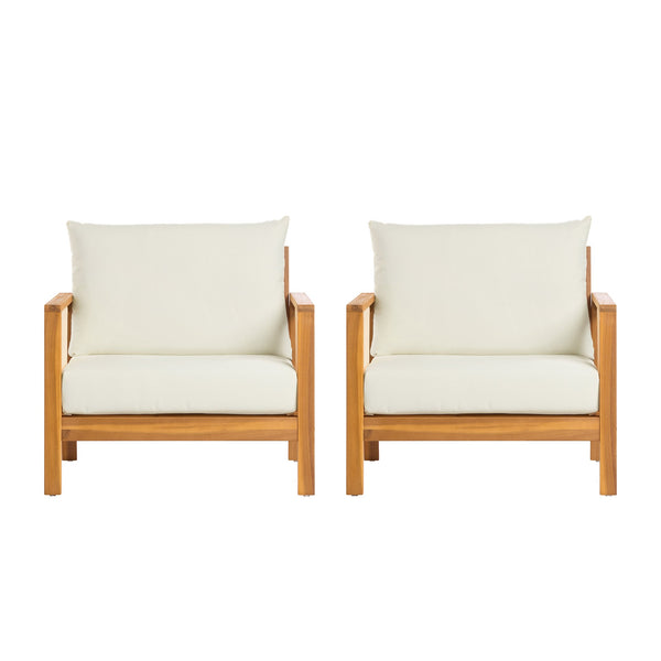 English Elm Outdoor Acacia Wood Club Chair Uv Resistant Textilene Weave Lounge Seat for Patio Deck Brown,Teak+ Beige N768P368823T_2