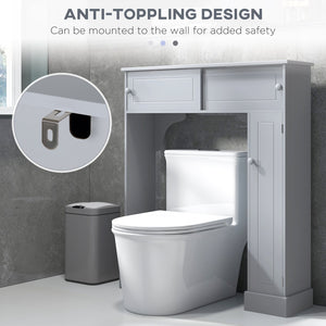 English Elm kleankin Over Toilet Storage Cabinet Gray — Space-Saving 4 Cubbies, Adjustable Shelf, Sliding Top Doors, Durable MDF (35" W x 41" H) W2225P173965