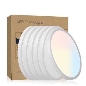 English Elm 6pk Round Led Flush Mount Panel Dimmable 5 Cct Selectable Bathroom Ceiling Fixture White W1340P332598