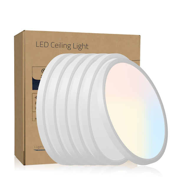 English Elm 6pk Round Led Flush Mount Panel Dimmable 5 Cct Selectable Bathroom Ceiling Fixture White W1340P332598