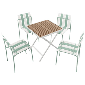 English Elm Summer 5 Piece Outdoor Dining Set Stackable Chairs Uv Resistant Pp and Metal Patio W3450S00113