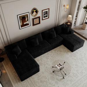 English Elm 153.5*68.9"modular Seven Piece Corduroy Sectional Sofa with Reversible Chaise for Any Room W3819S00152