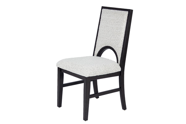 English Elm White Fabric Dining Chair Set of 2 – Cozy Upholstered Seat & Back, Arched Cutout, Sleek Frame Appeal Black,White 22 L x 41 W x 13 H B011P334826