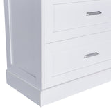 English Elm Tall Bathroom Storage Cabinet, Cabinet With Two Doors and Drawers, Adjustable Shelf, Mdf Board, White