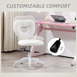 English Elm Office Task Chair with Heart Shaped Back Teddy Fleece Seat for Bedroom Vanity T3971P408780