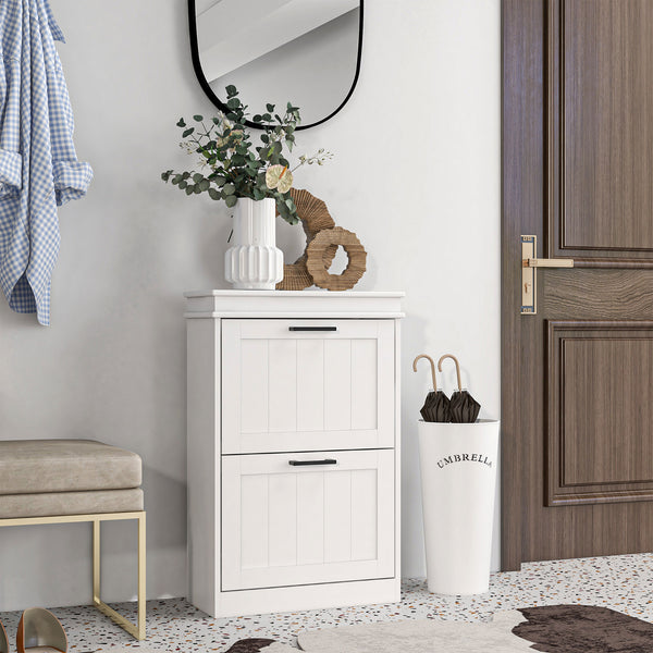 English Elm Homcom Modern Shoe Cabinet With Adjustable Shelves, 2 Flip Drawers & Space-Saving Design For 10 Pairs W2225P229387